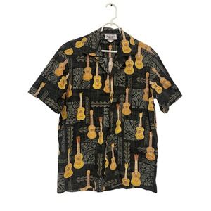 Pacific Legend Hawaiian Shirt Mens Size‎ Medium Ukulele's Short Sleeve